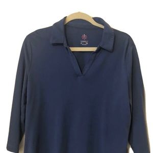 Isaac Mizrahi Live! Essentials Pima Cotton Split Neck Tunic Blue L